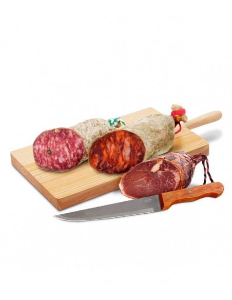 LOTE IBÉRICOS DE CEBO CON TABLA Y CUCHILLO Embutidos