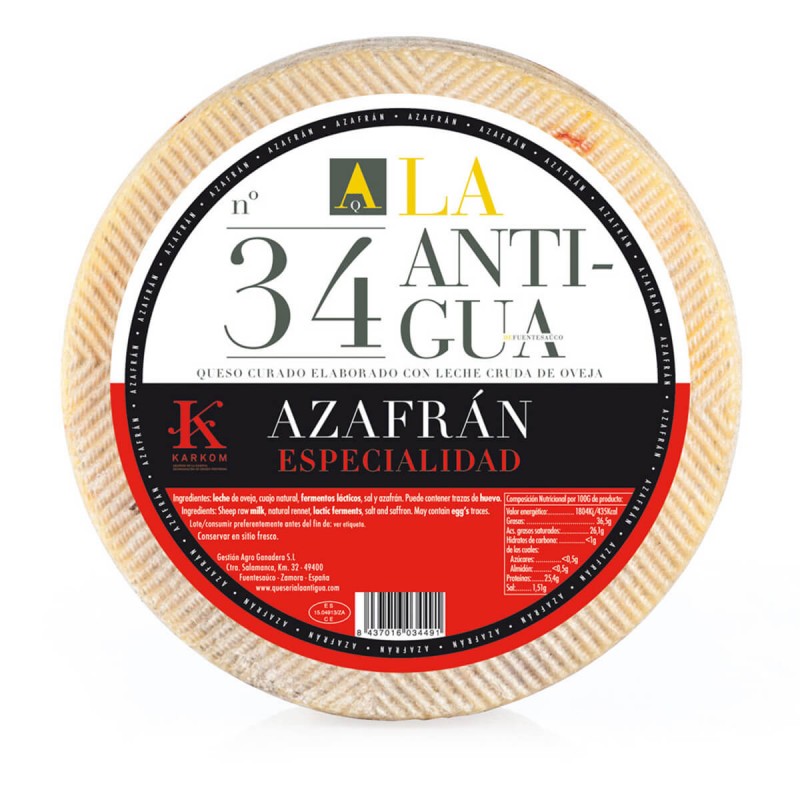 Queso de Oveja Curado con Azafrán | La Antigua - Mencas
