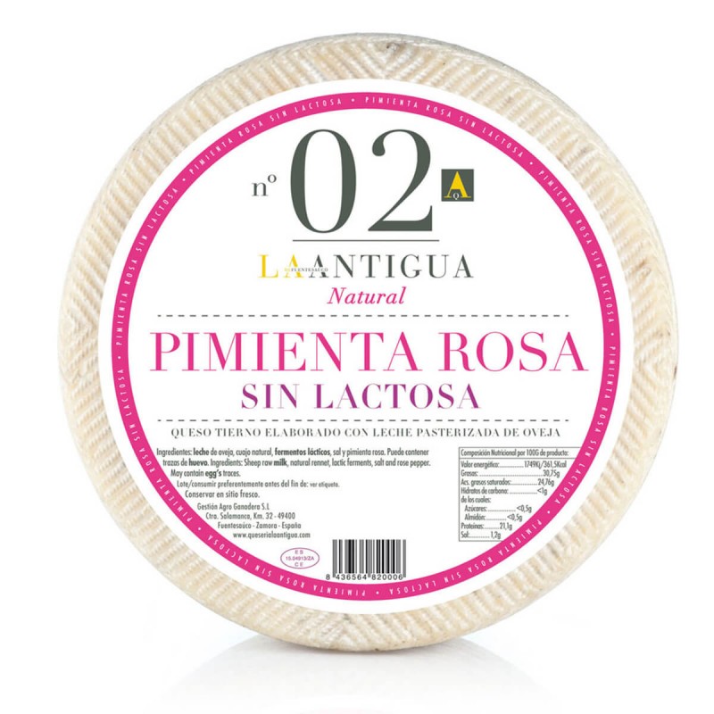 Queso Tierno de Oveja sin Lactosa con Pimienta Rosa - Mencas